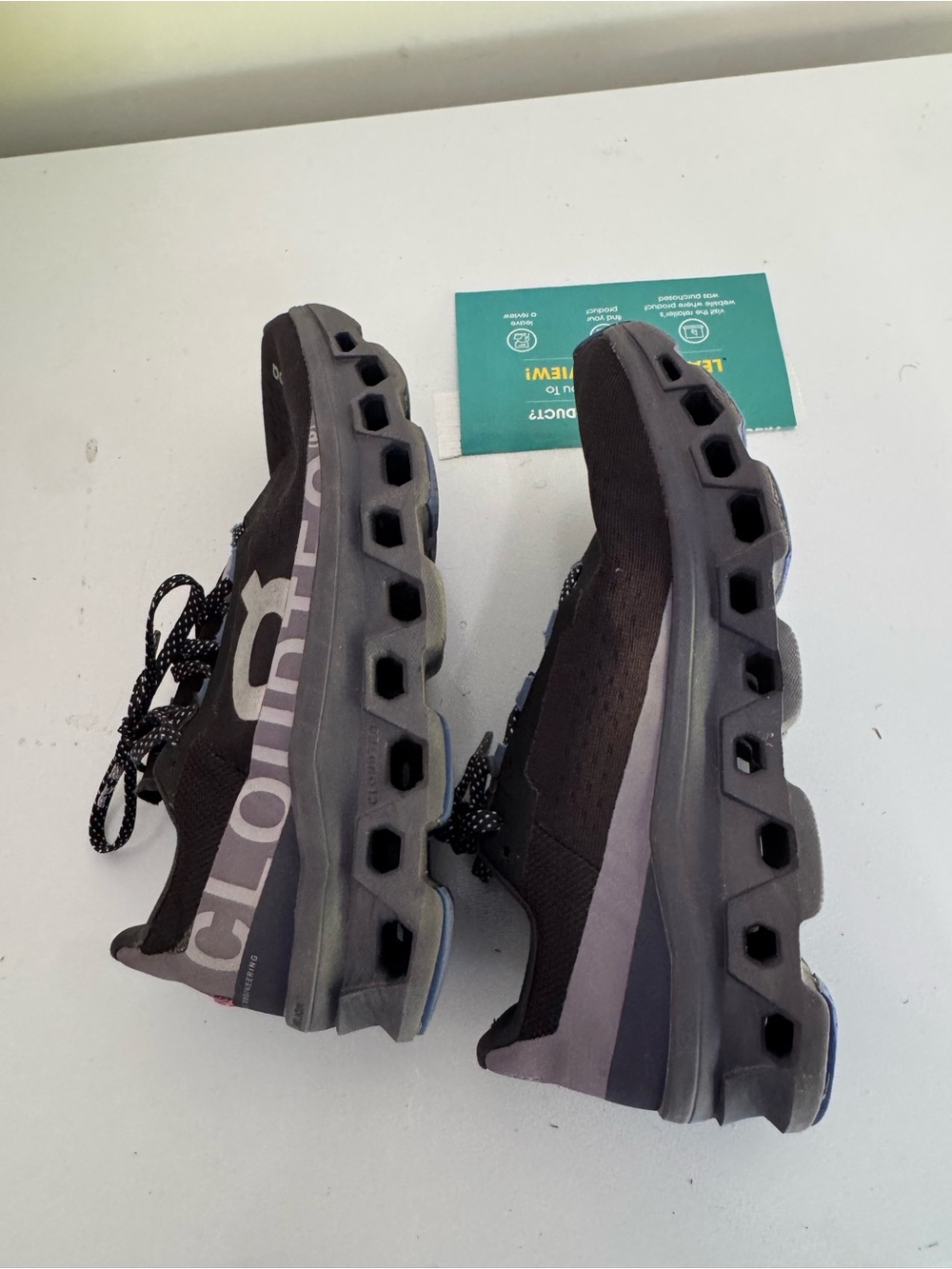 On Cloud Monster Athletic Running Shoes in Black and Blue - Picture 3 of 4
